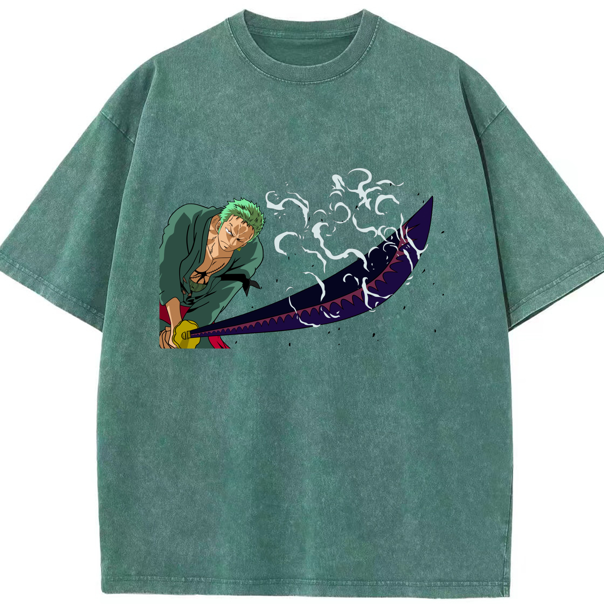 ワンピース ロロノア・ゾロ ONE PIECE Roronoa Zoro 綿100% ヴィンテージ風 半袖Tシャツ（フロントプリント）